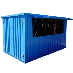 BAR CONTENEDOR PLEGABLE 3×2 METROS AZUL RAL 5015
